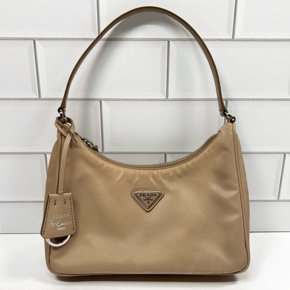 Prada Re-edition 2005 Re-nylon Mini Top Handle Hobo Nude Shoulder Bag Purse